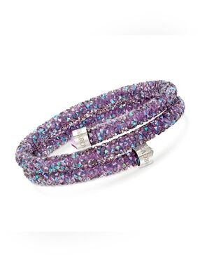 Swarovski Crystaldust Light Purple Coil Double Wrap Bracelet Stainless Steel